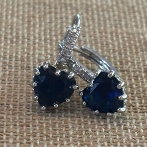 Pretty Simulated Sapphire Blue Heart Earrings